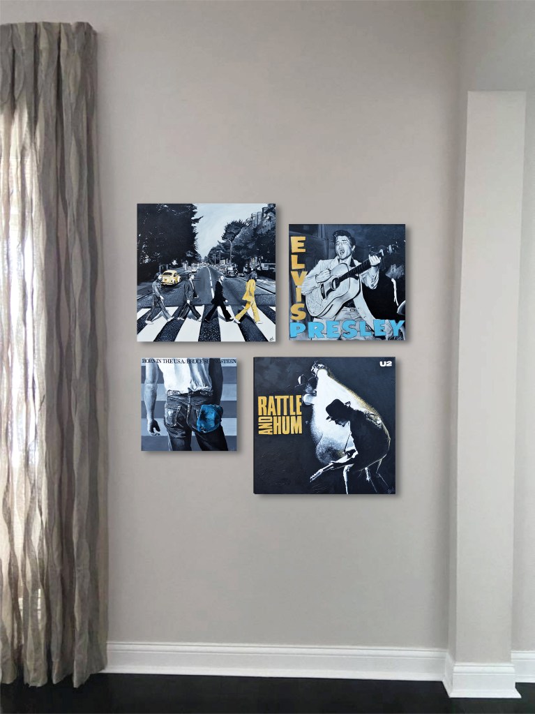 Here's a digital render to show how the paintings will look in their home. 