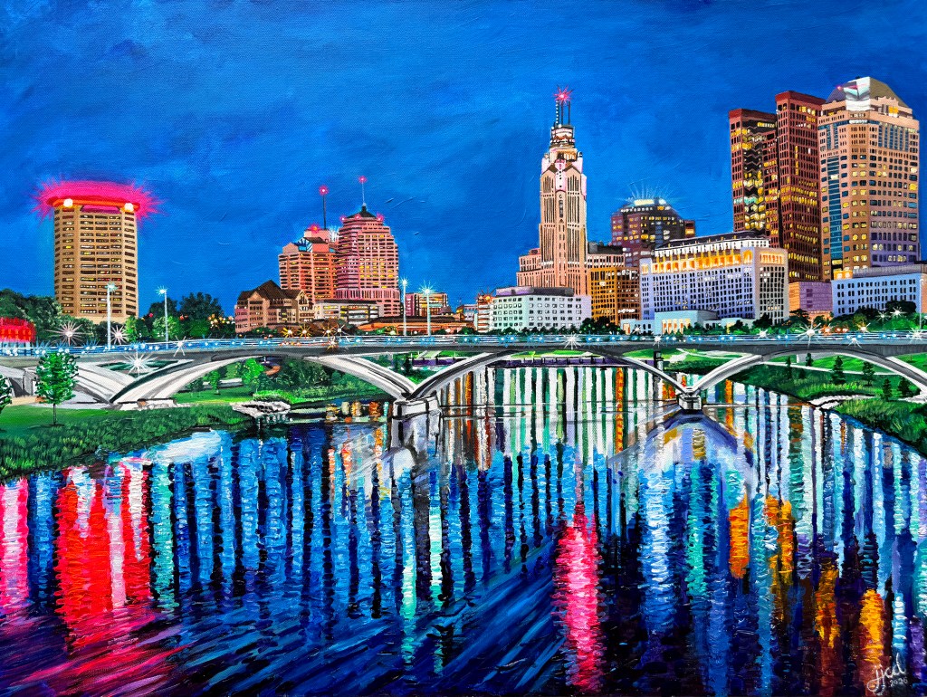 Columbus Skyline | 30" x 40" Acrylic on Canvas by Jeff Johns and Colin Daugherty, SOLD
